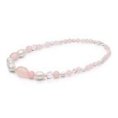 Colier cu perle naturale, cuart roz si rock crystals cu argint 50 cm DiAmanti 252-08M-G